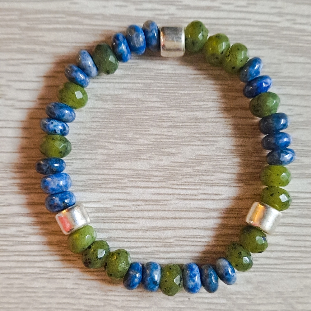 Jade and Lapis Blue Bracelet